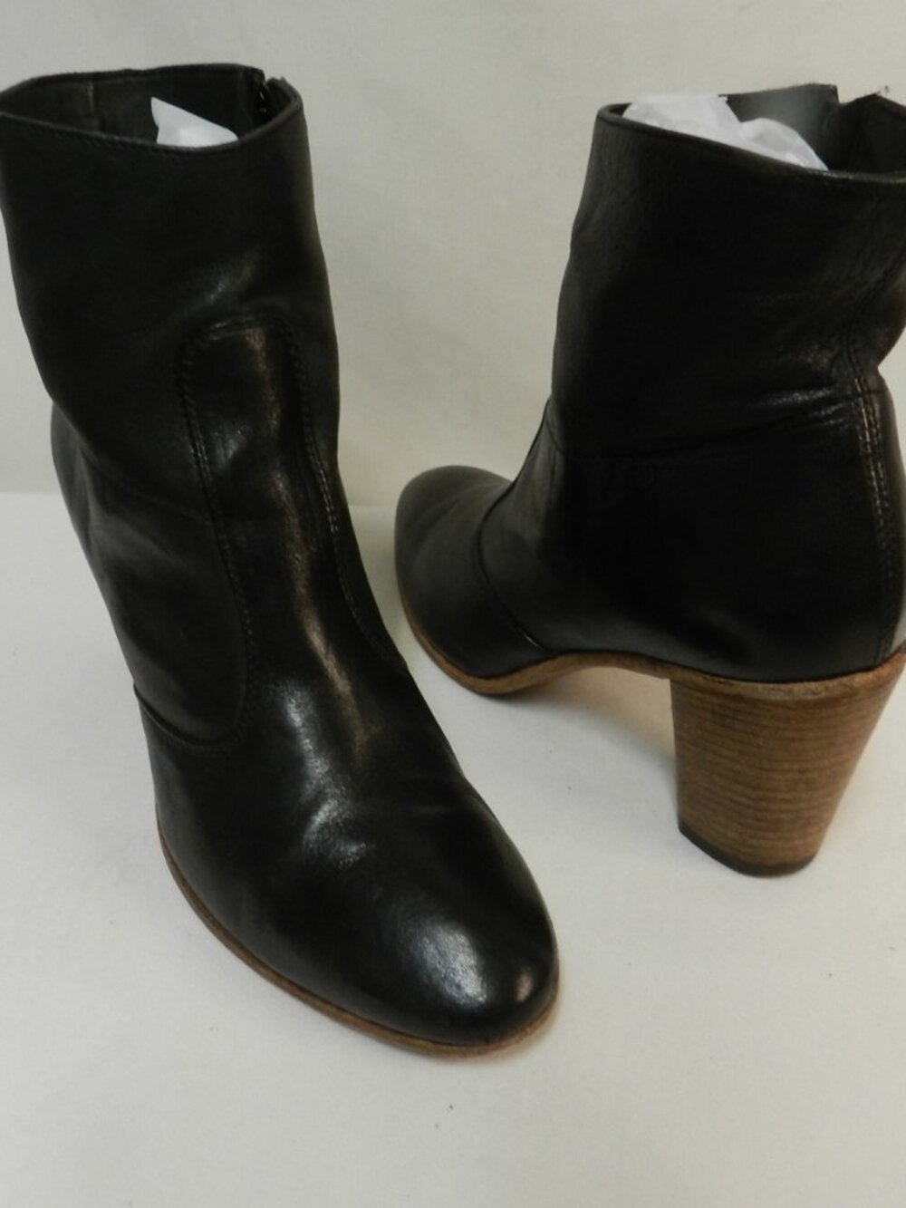 Alberto Fermani Leather ankle heeled pumps zip boots black Italy Size Sz 39 US 9
